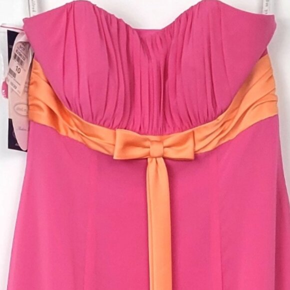 Alfred Angelo Bridesmaid Dress Pink & Orange Strapless Gown NWT - Picture 3 of 11